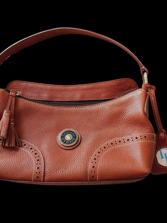 Dooney & Bourke Handbags - Dooney & Bourke Leather Hobo Shoulder Bag Tassel Logo Charm Classic Preppy
